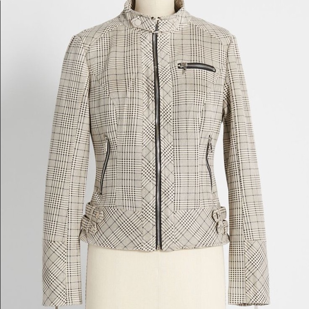 NWOT Modcloth Feeling Plaid About It Jacket in Cream Plaid